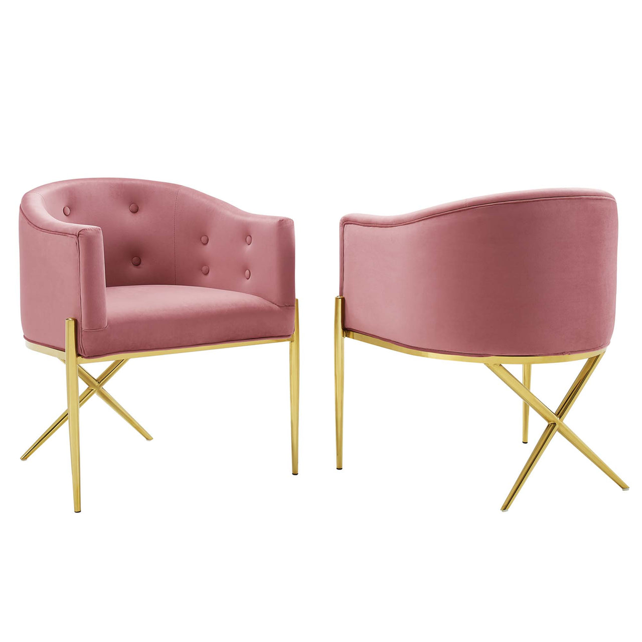 Civetta Upholstered Velvet Armchair Set of 2, Dusty Rose