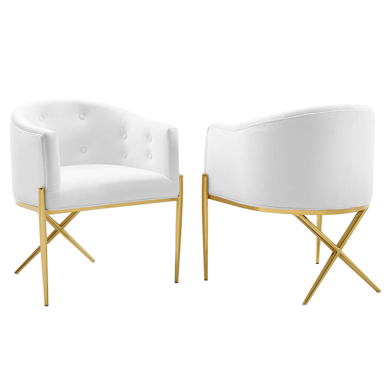 Civetta Upholstered Velvet Armchair Set of 2, White