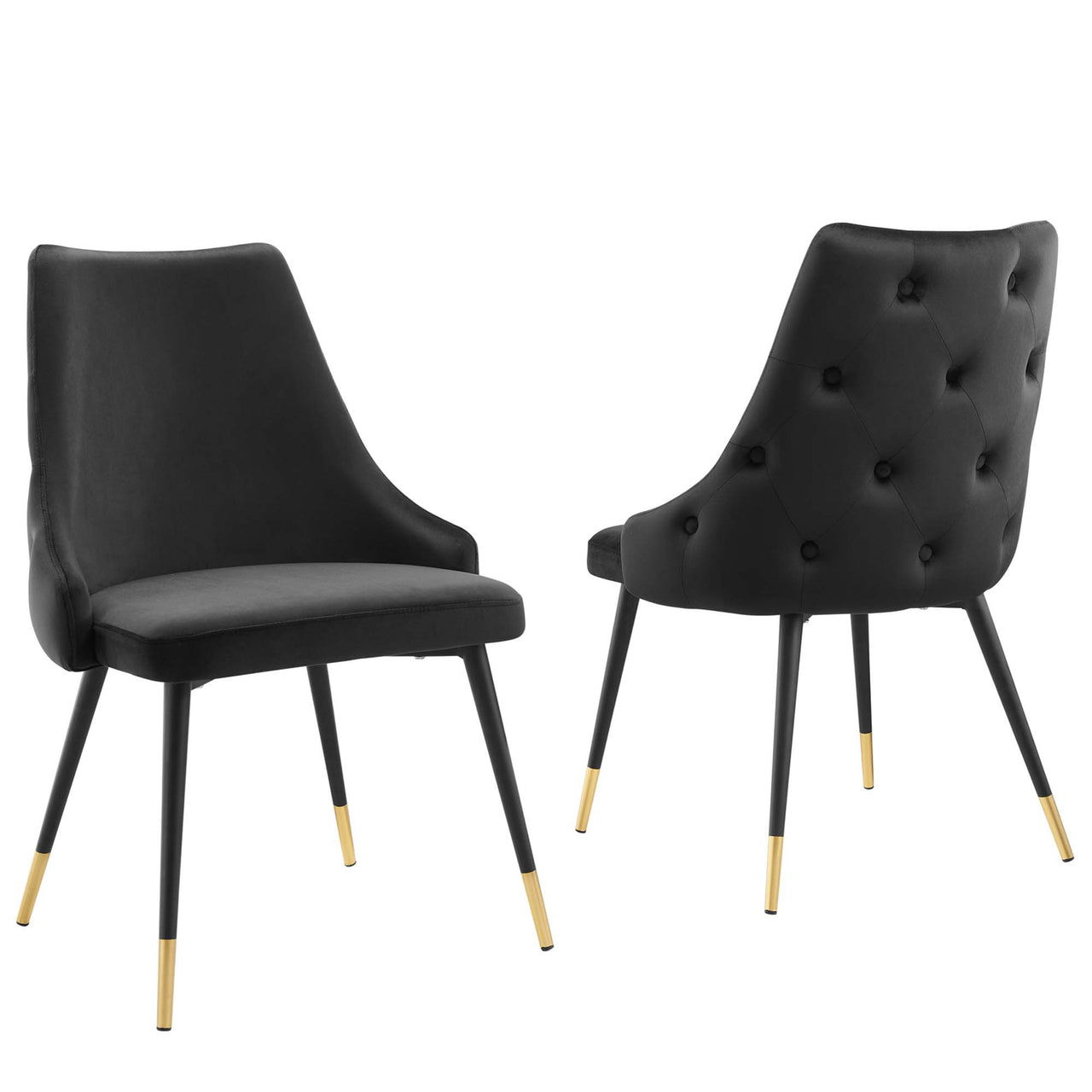 Avira Velvet Dining Chair Set of 2, Black