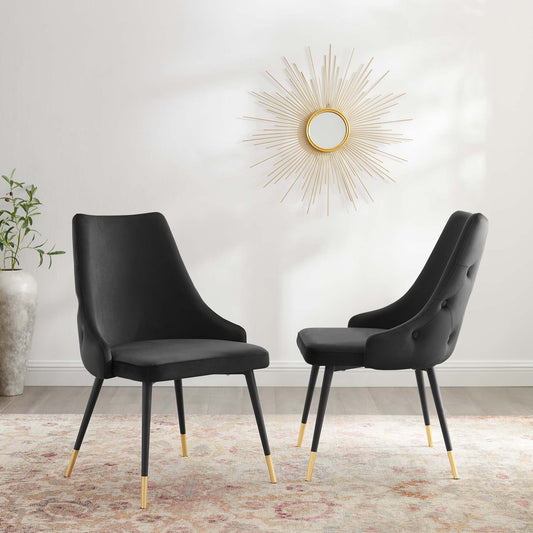 Avira Velvet Dining Chair Set of 2, Black