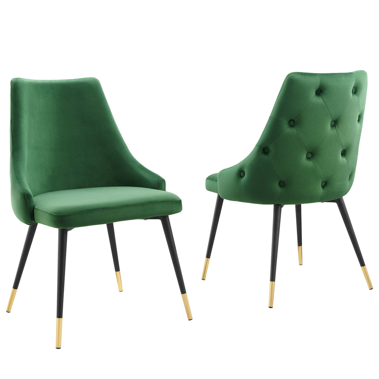 Avira Velvet Dining Chair Set of 2, Emerald