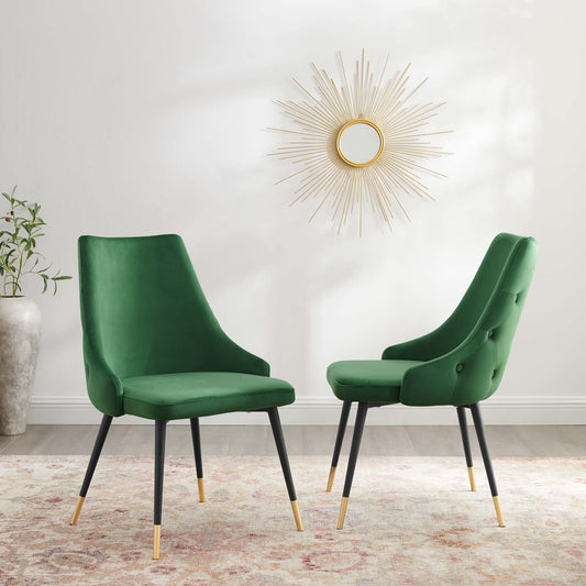 Avira Velvet Dining Chair Set of 2, Emerald
