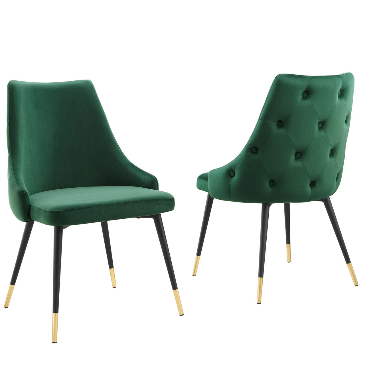 Avira Velvet Dining Chair Set of 2, Green