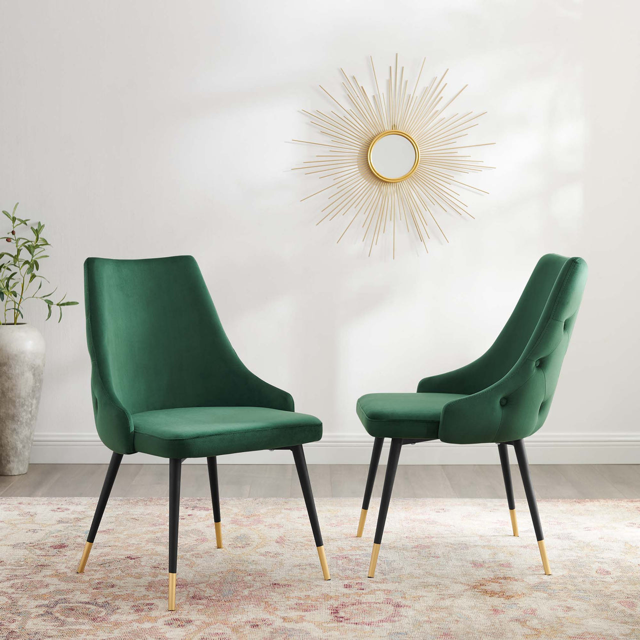 Avira Velvet Dining Chair Set of 2, Green