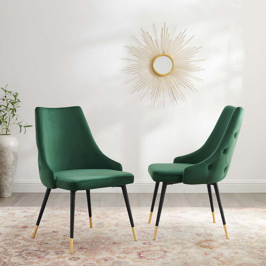 Avira Velvet Dining Chair Set of 2, Green