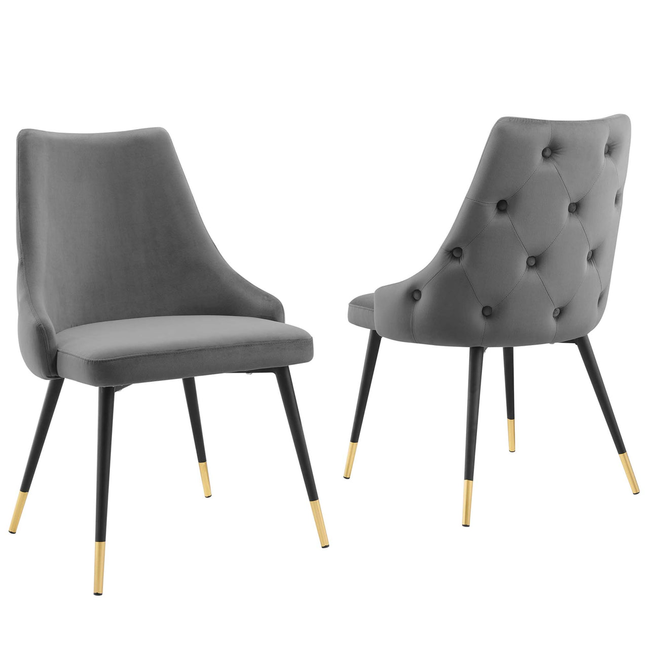 Avira Velvet Dining Chair Set of 2, Gray