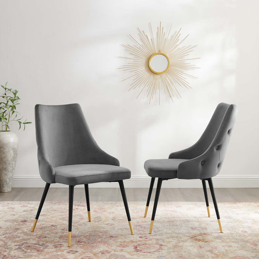 Avira Velvet Dining Chair Set of 2, Gray