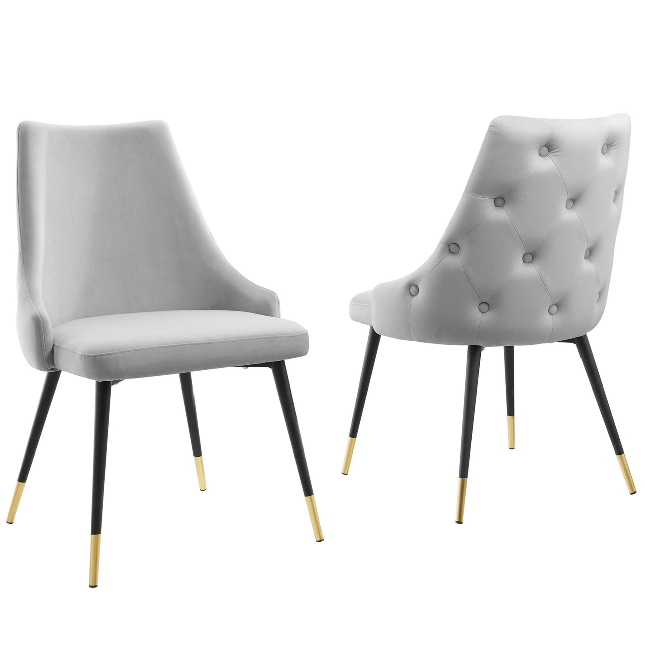 Avira Velvet Dining Chair Set of 2, Light Gray