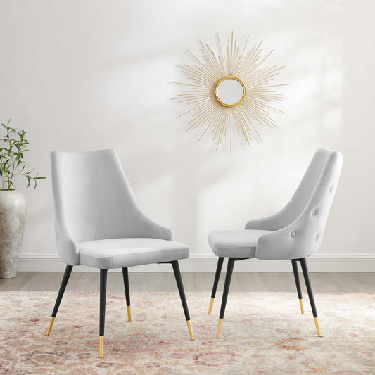 Avira Velvet Dining Chair Set of 2, Light Gray