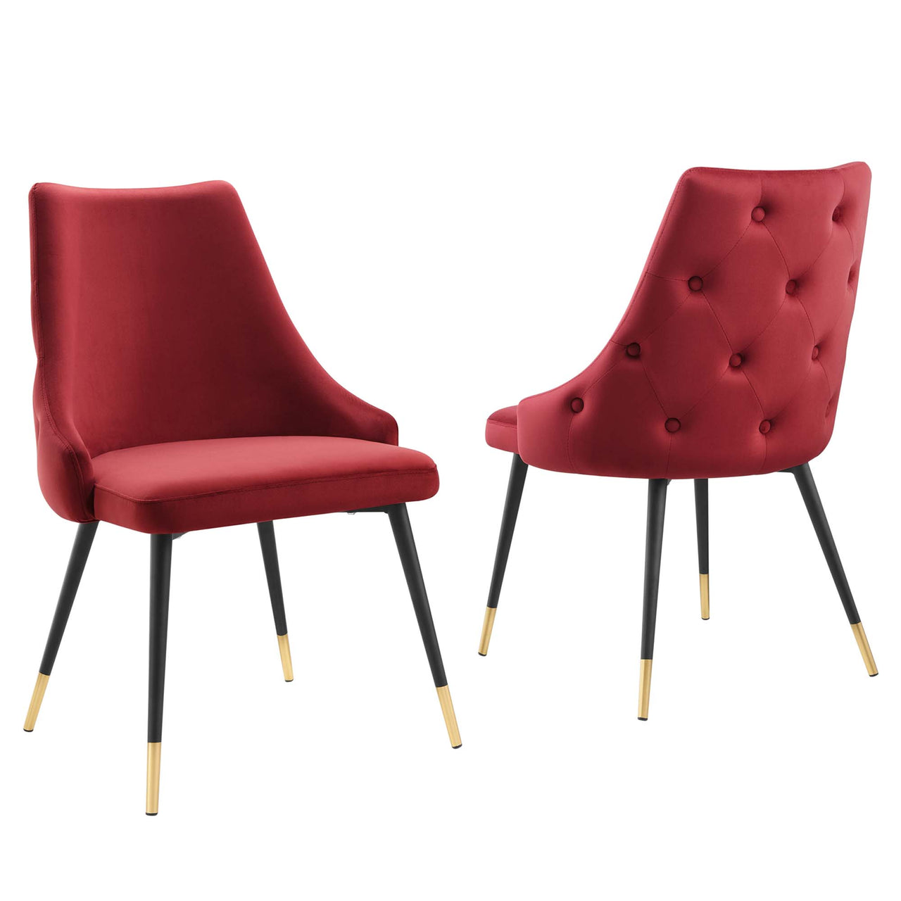 Avira Velvet Dining Chair Set of 2, Maroon