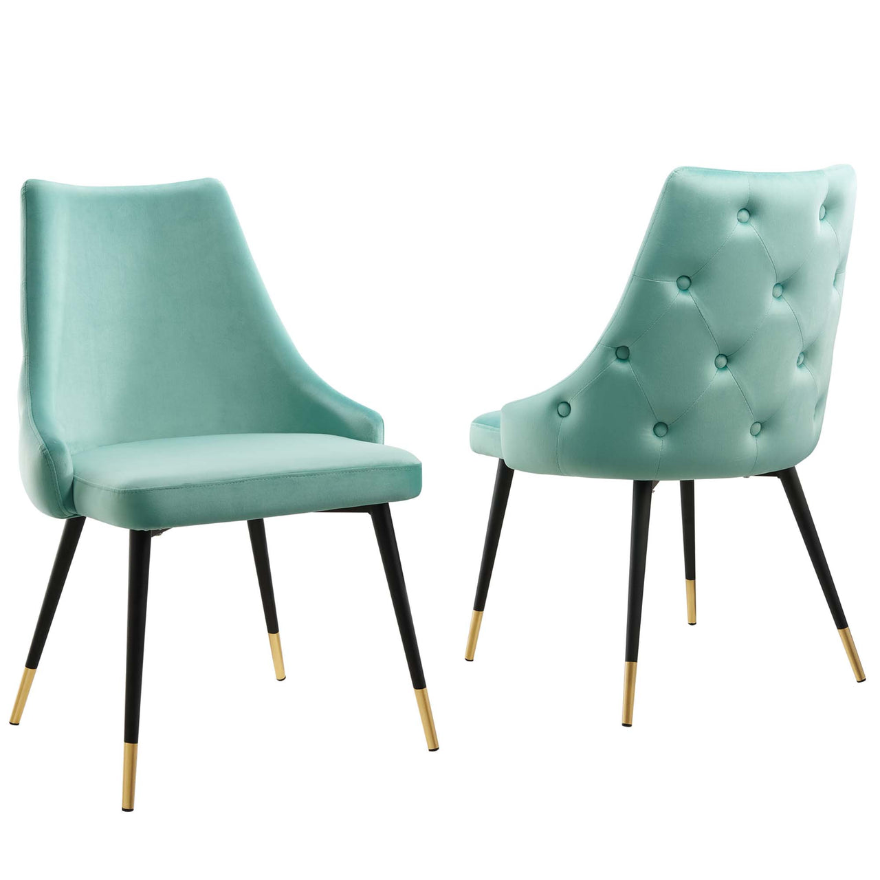 Avira Velvet Dining Chair Set of 2, Mint