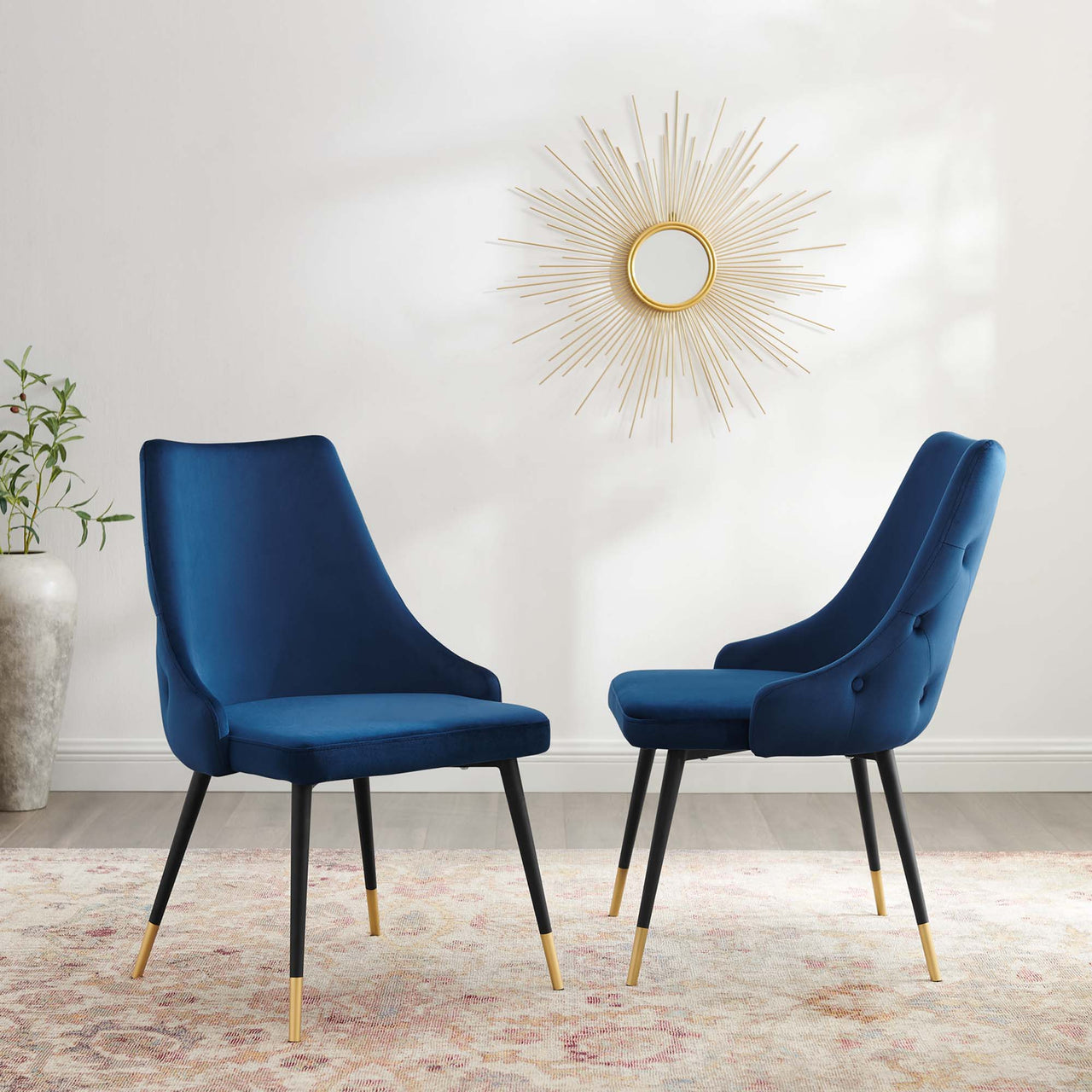 Avira Velvet Dining Chair Set of 2, Navy