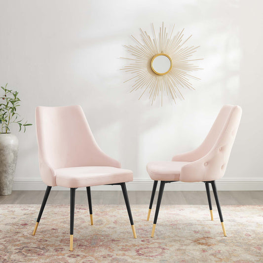 Avira Velvet Dining Chair Set of 2, Pink