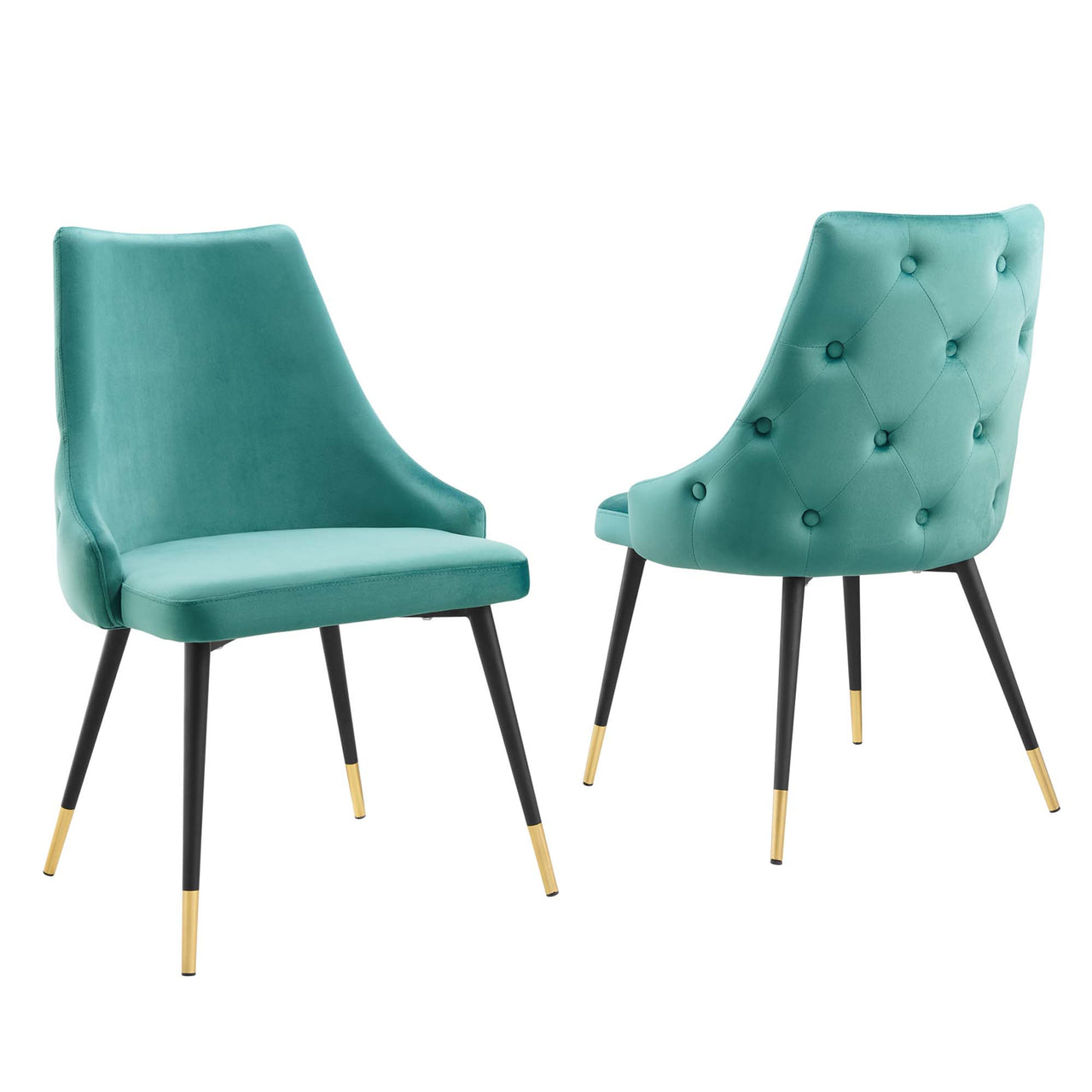 Avira Velvet Dining Chair Set of 2, Teal
