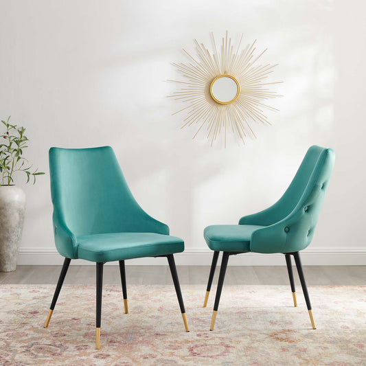 Avira Velvet Dining Chair Set of 2, Teal