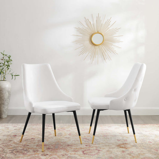 Avira Velvet Dining Chair Set of 2, White