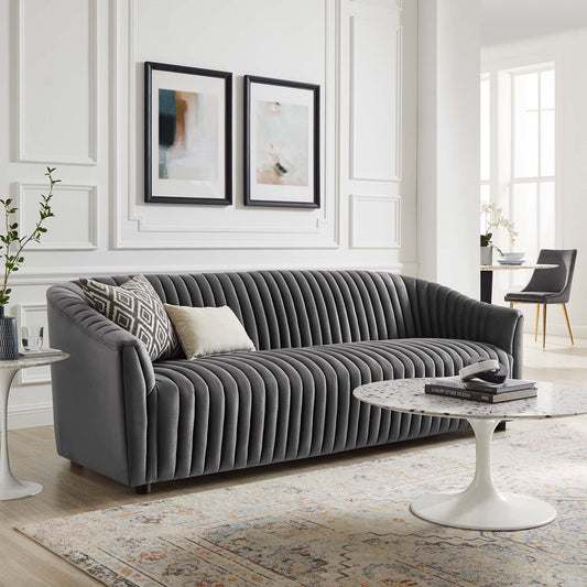Virelle Velvet Sofa, Charcoal