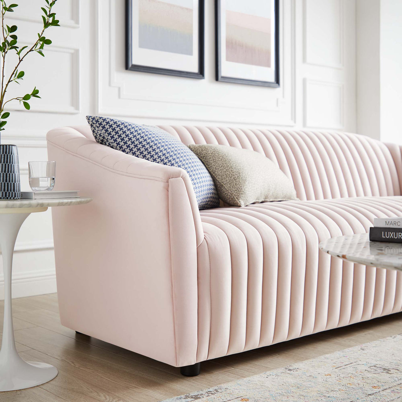 Virelle Velvet Sofa, Pink