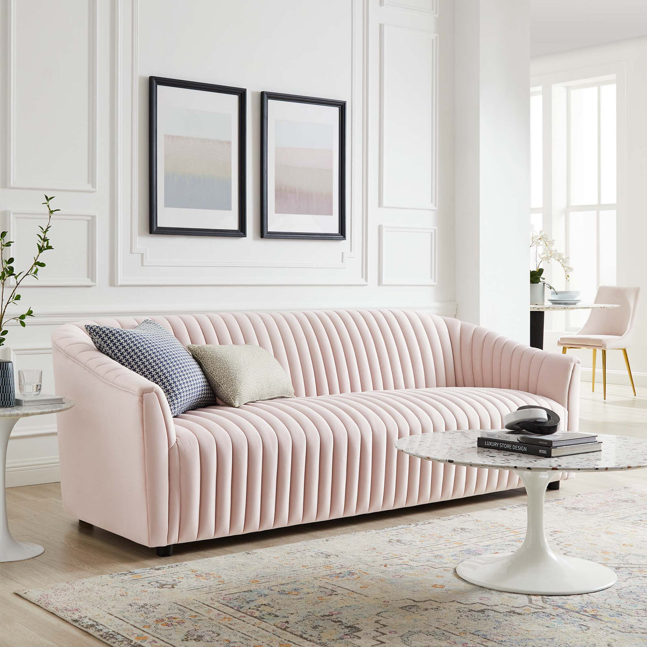 Virelle Velvet Sofa, Pink
