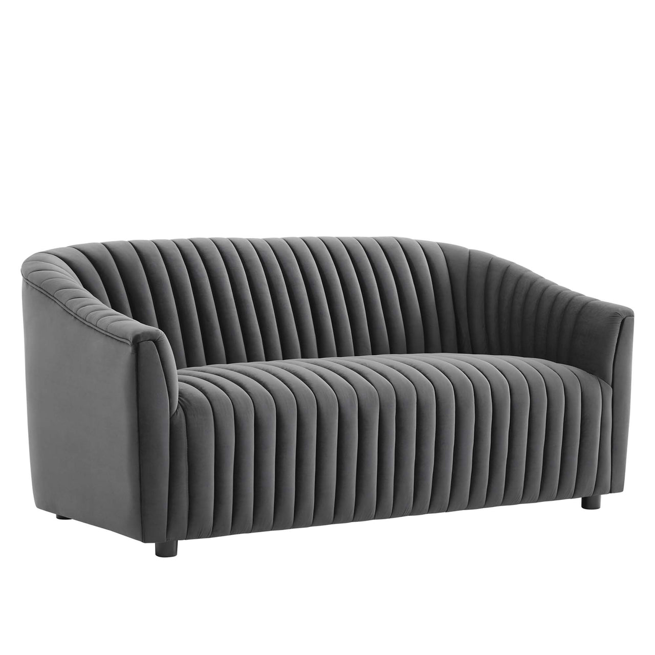 Virelle Velvet Loveseat, Charcoal
