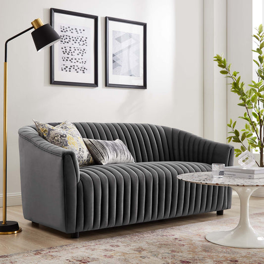 Virelle Velvet Loveseat, Charcoal