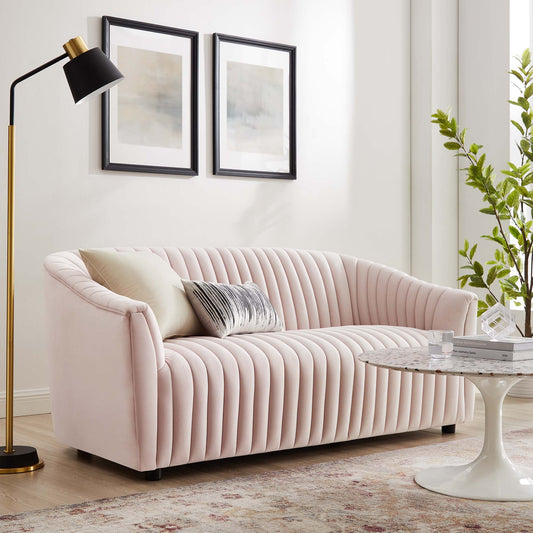 Virelle Velvet Loveseat, Pink