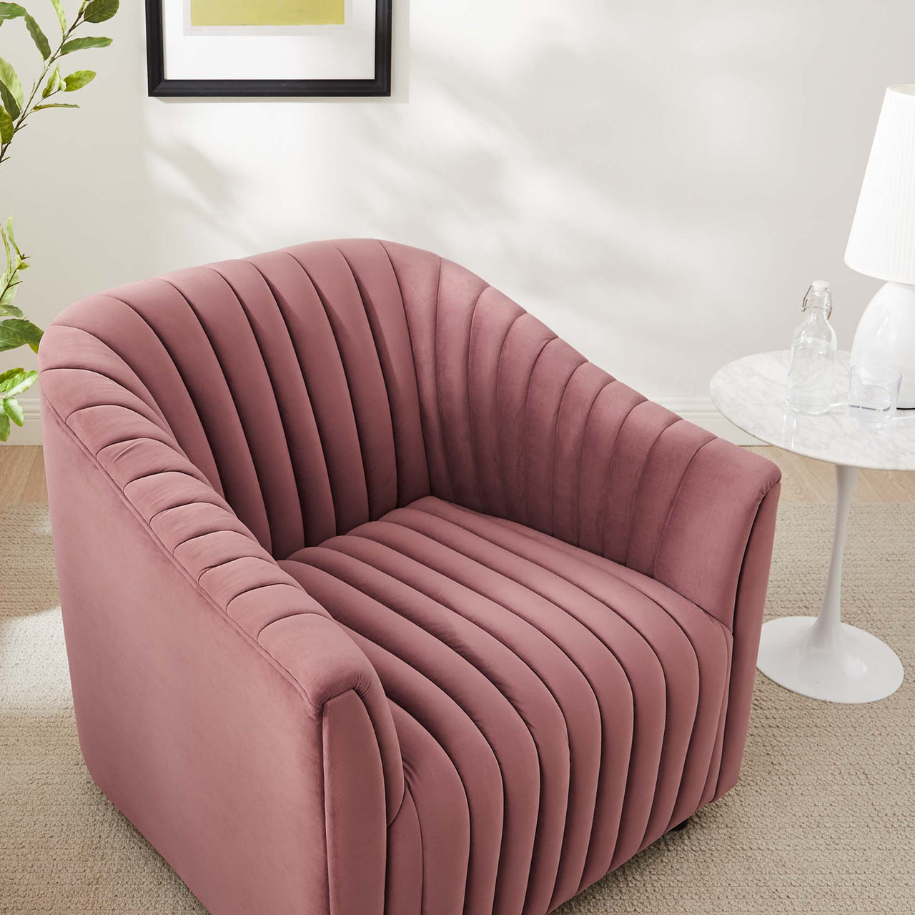 Virelle Velvet Armchair, Dusty Rose