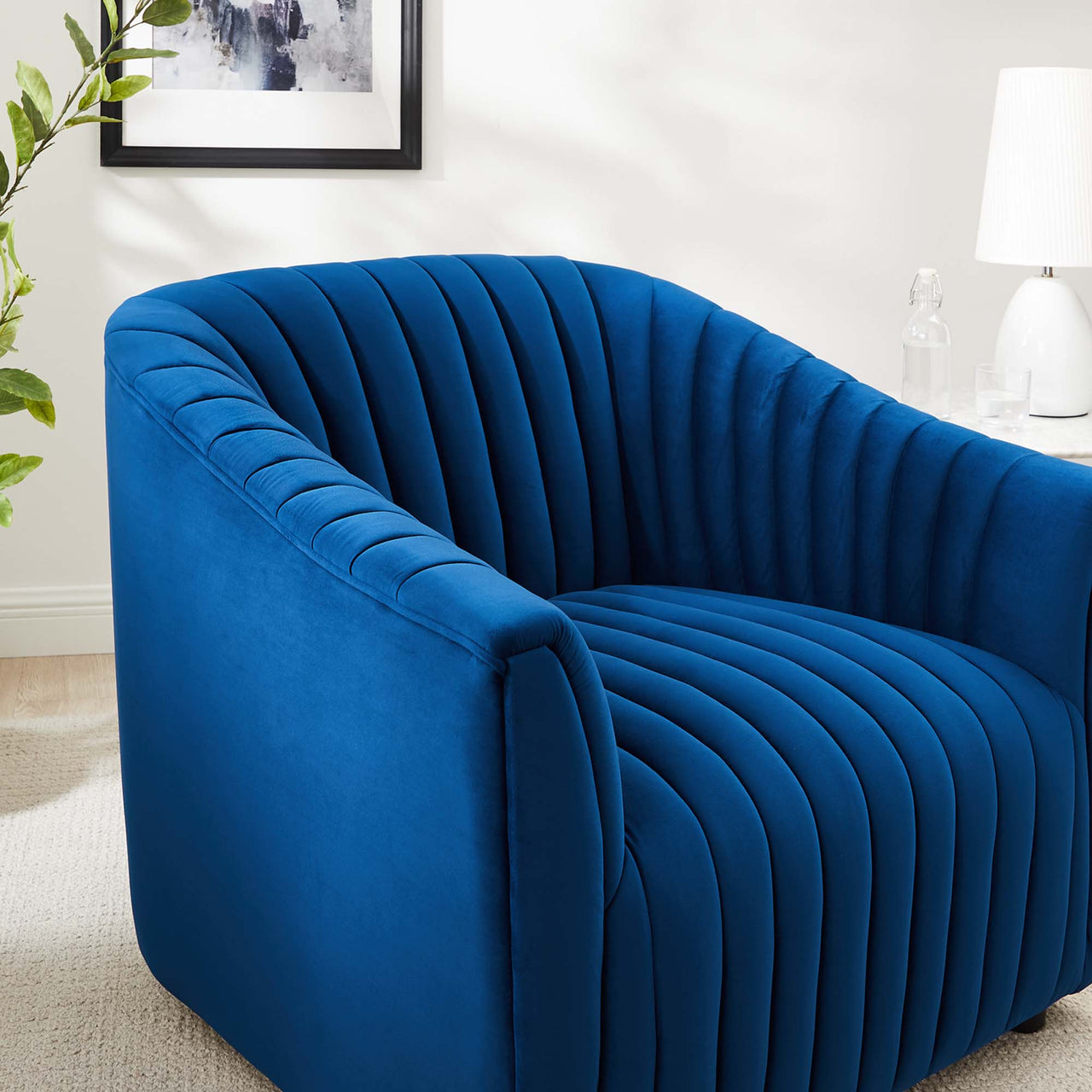 Virelle Velvet Armchair, Navy