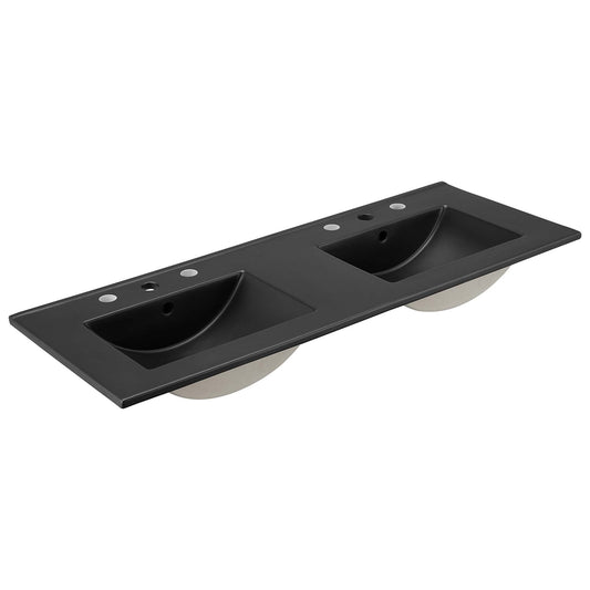 Cavelle 48" Double Basin Bathroom Sink, Black