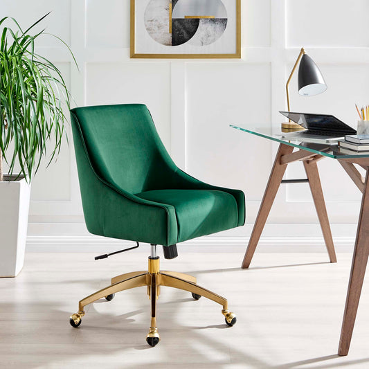 Virella Velvet Office Chair, Green