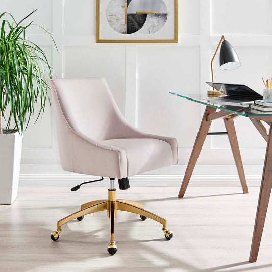 Virella Velvet Office Chair, Pink