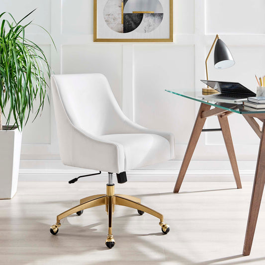 Virella Velvet Office Chair, White