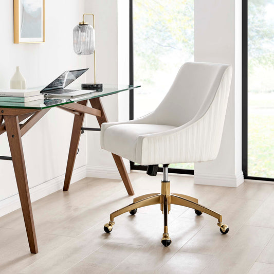 Virella Velvet Office Chair, White