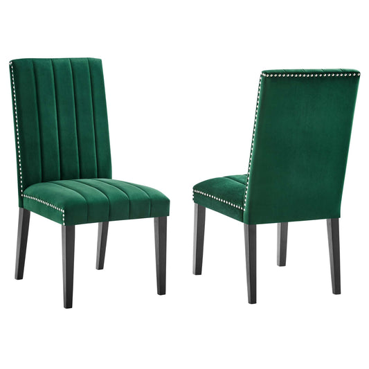 Stimulate Velvet Dining Chair Set of 2, Green