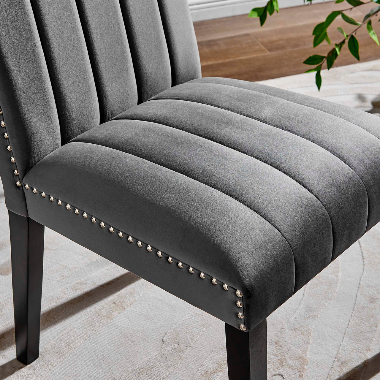 Stimulate Velvet Dining Chair Set of 2, Gray