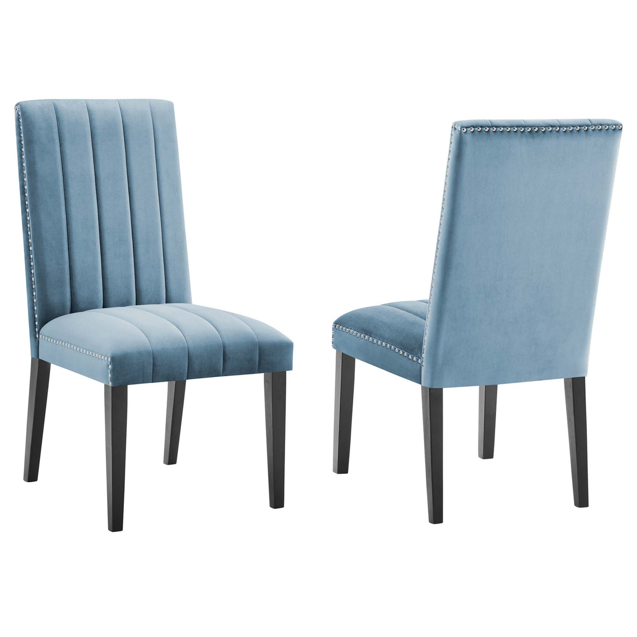 Stimulate Velvet Dining Chair Set of 2, Light Blue