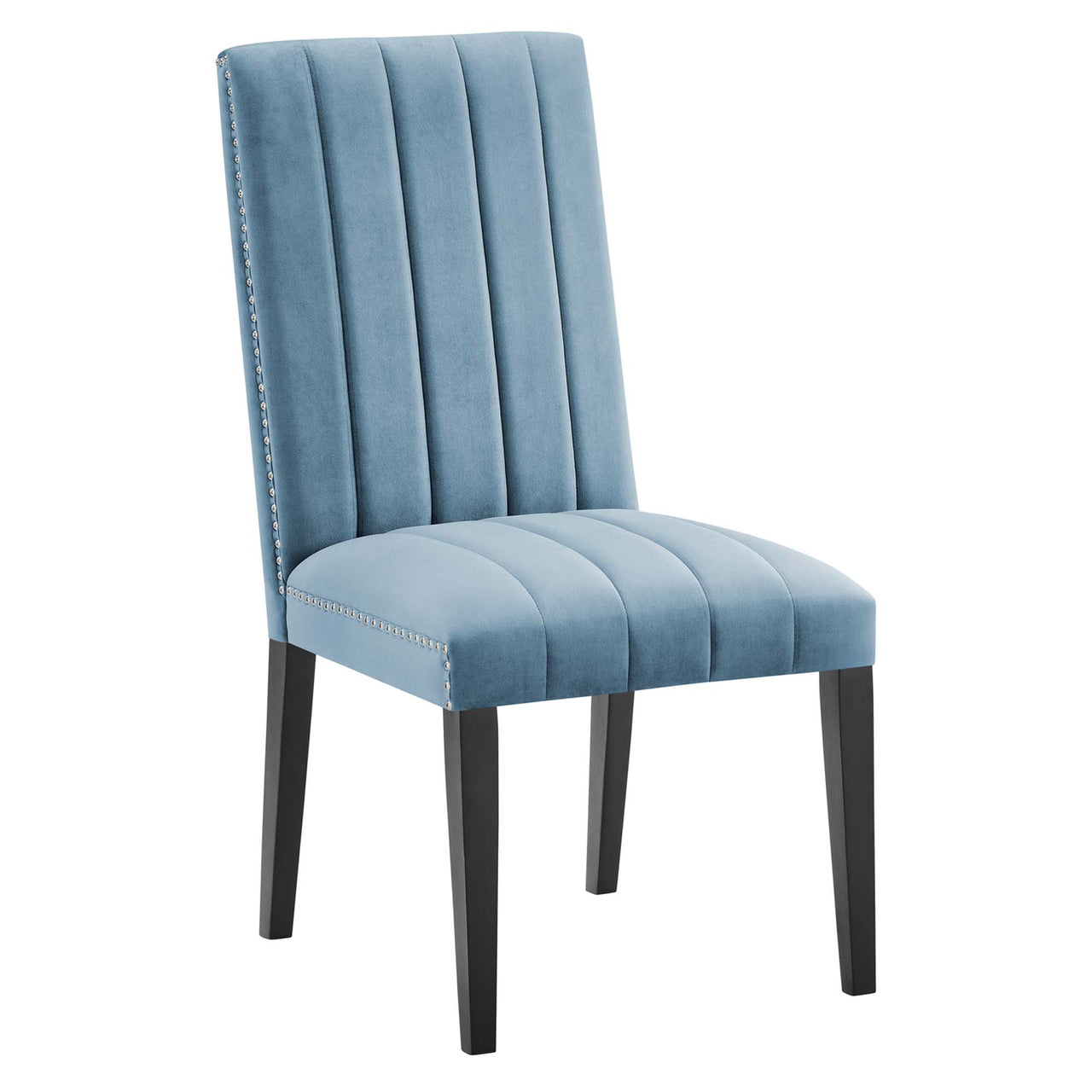 Stimulate Velvet Dining Chair Set of 2, Light Blue