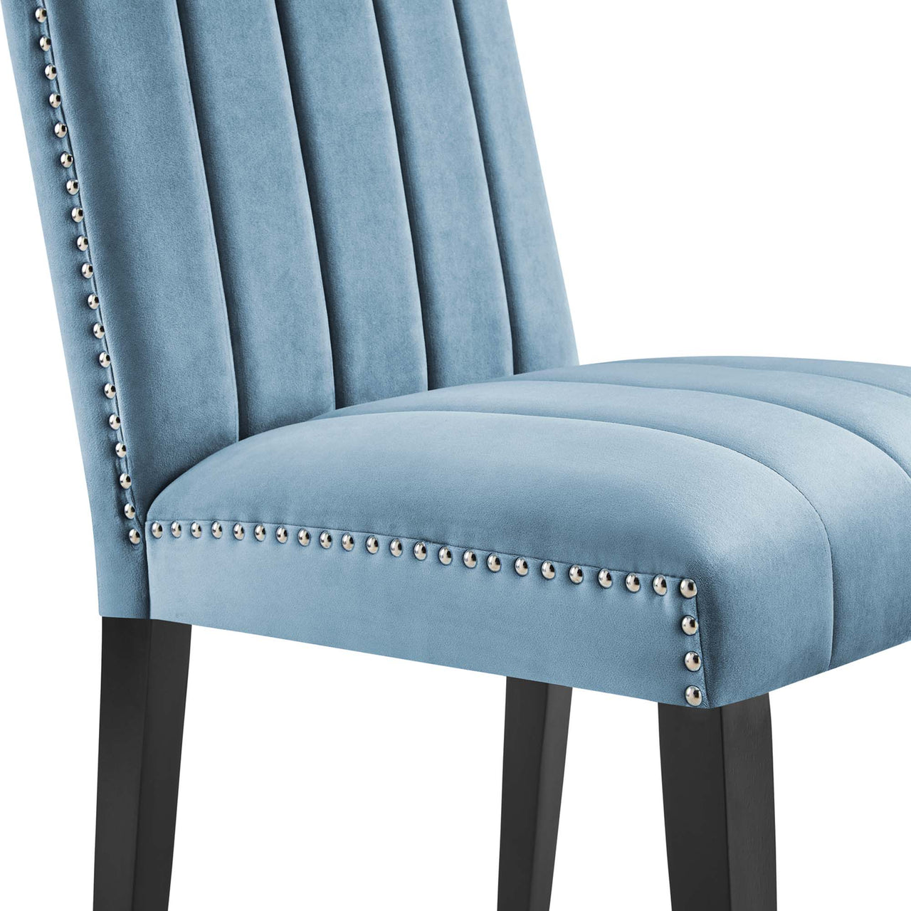 Stimulate Velvet Dining Chair Set of 2, Light Blue