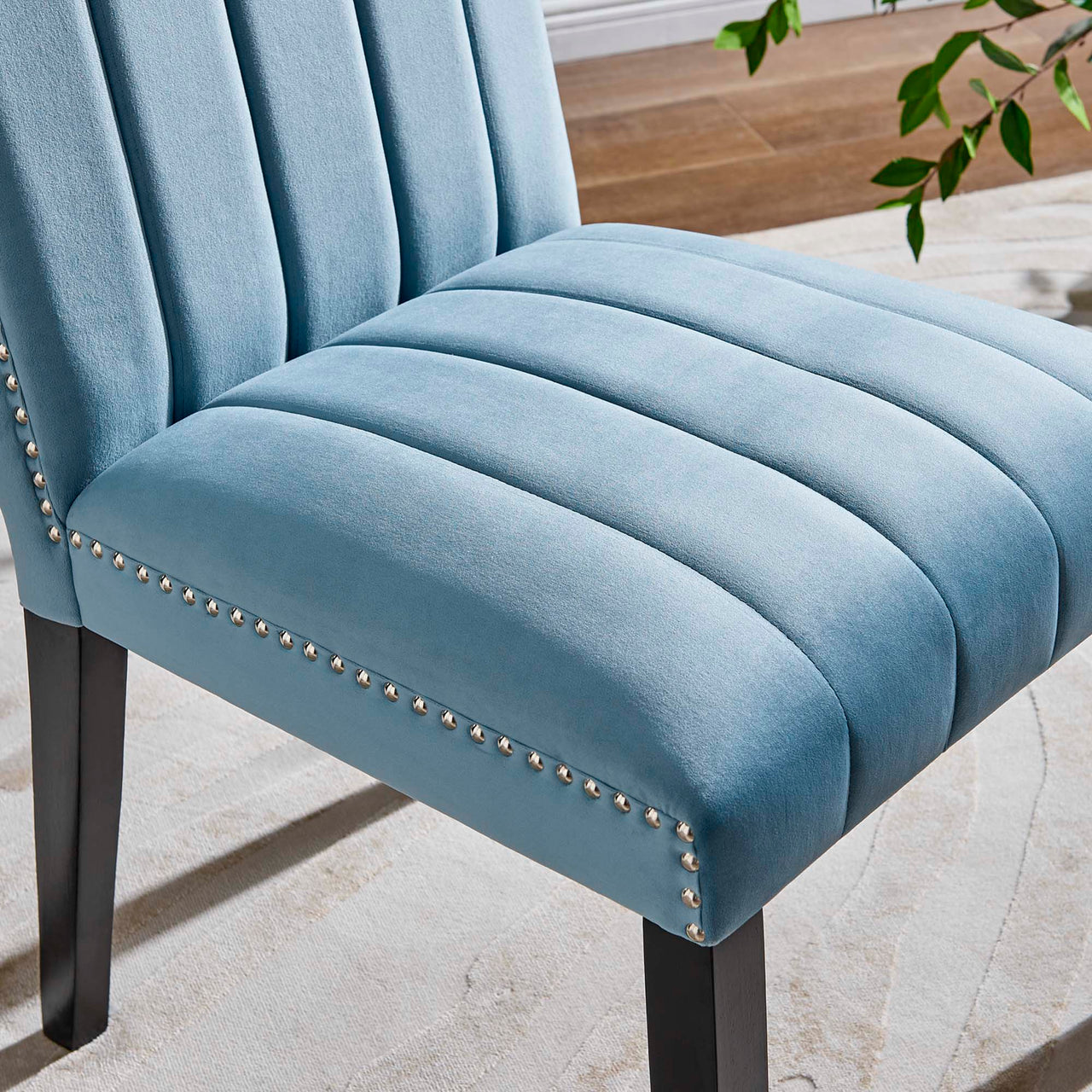Stimulate Velvet Dining Chair Set of 2, Light Blue