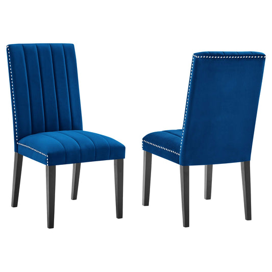Stimulate Velvet Dining Chair Set of 2, Navy