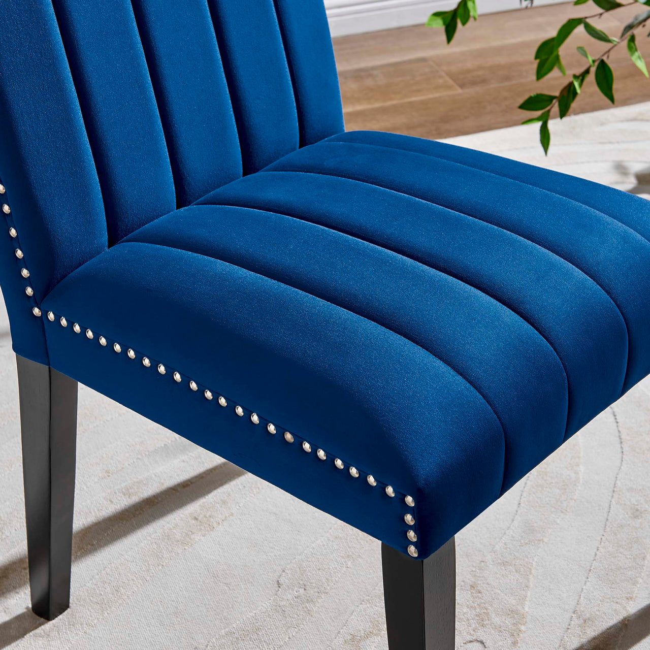 Stimulate Velvet Dining Chair Set of 2, Navy