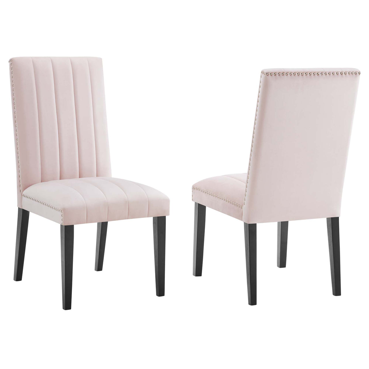 Stimulate Velvet Dining Chair Set of 2, Pink