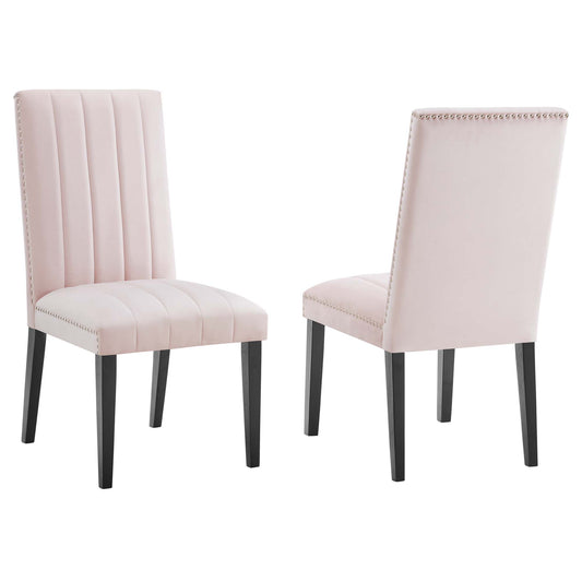 Stimulate Velvet Dining Chair Set of 2, Pink