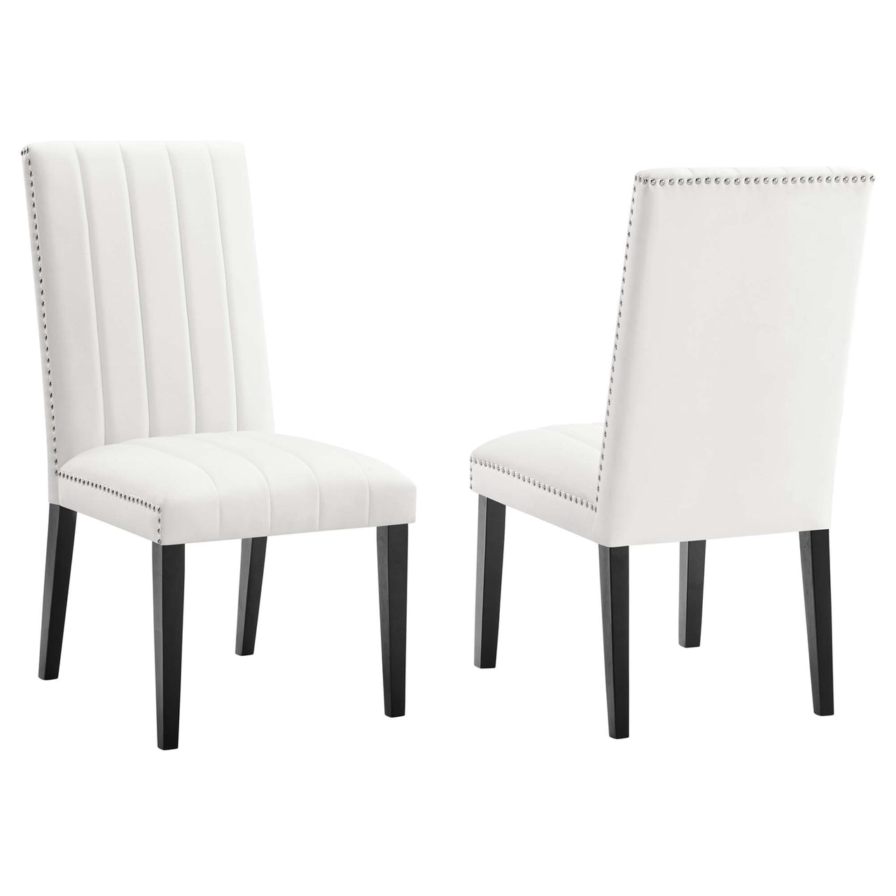 Stimulate Velvet Dining Chair Set of 2, White