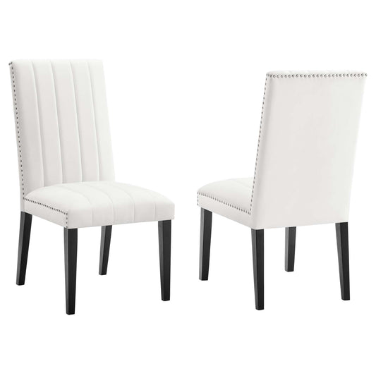 Stimulate Velvet Dining Chair Set of 2, White
