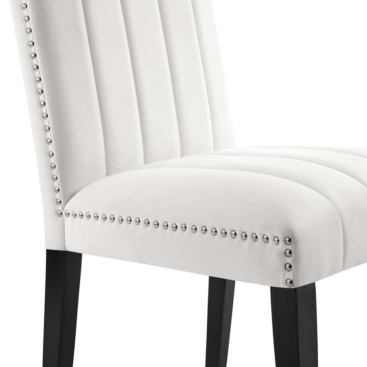 Stimulate Velvet Dining Chair Set of 2, White