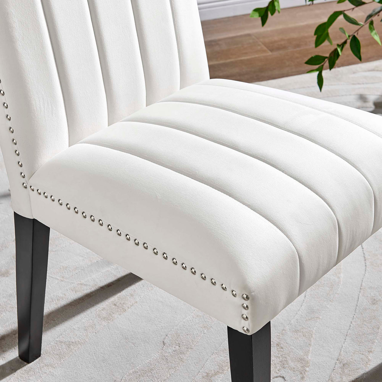 Stimulate Velvet Dining Chair Set of 2, White