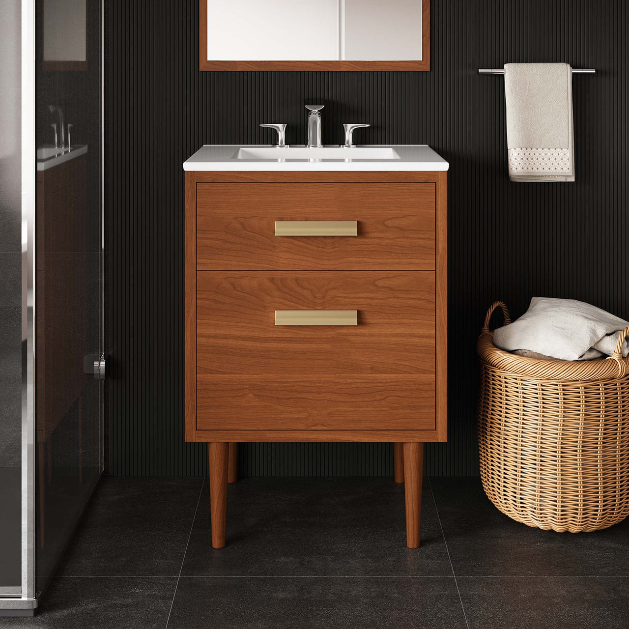 Caselle Vanity Base with Storage, Small, Natural Wood