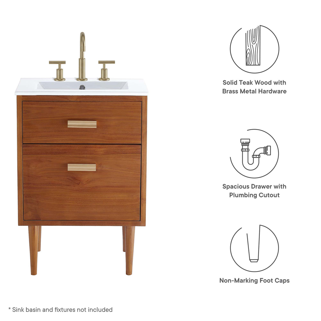 Caselle Vanity Base with Storage, Small, Natural Wood