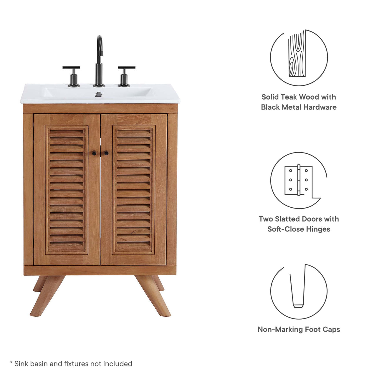 Nest Vanity Base with Storage, Small, Natural Wood
